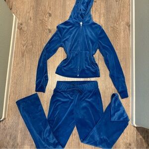 Y2k Blue Slim Velour Tracksuit